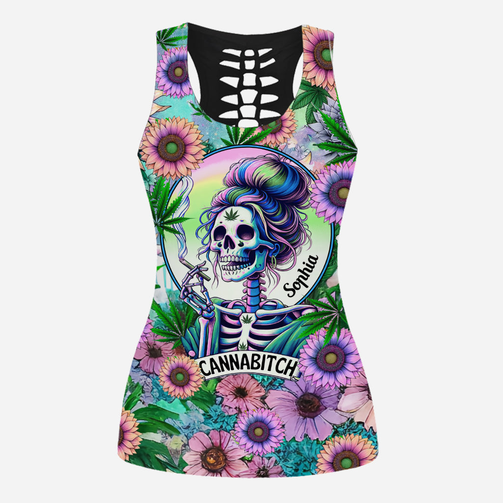 Cannabitch - Personalized Weed Hollow Tank Top and Women Shorts