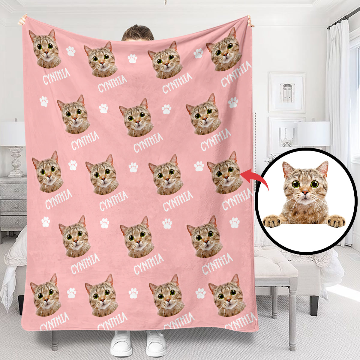 Custom Cat Face - Personalized Cat Blanket