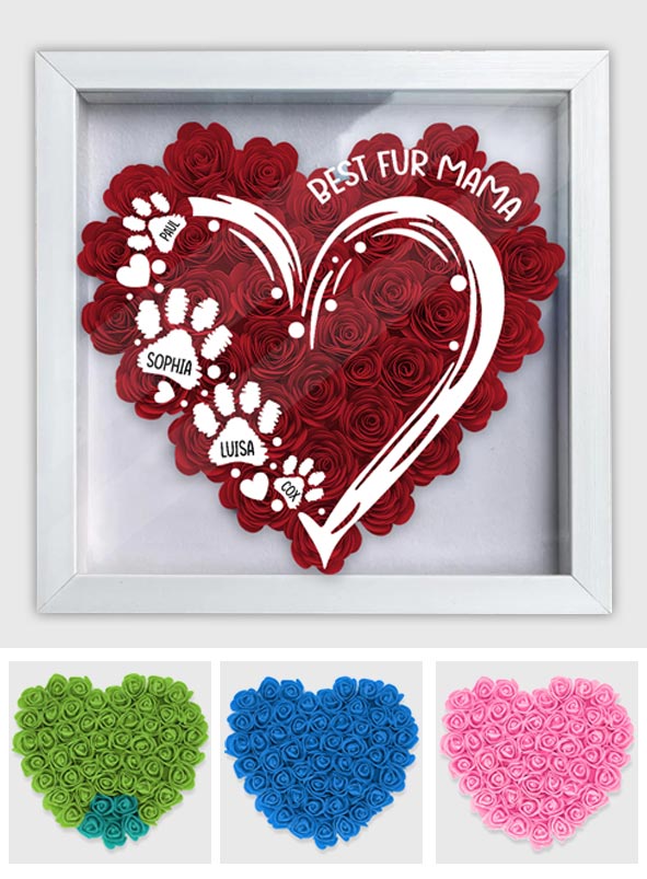 Best Fur Mom Ever - Personalized Dog Flower Shadow Box