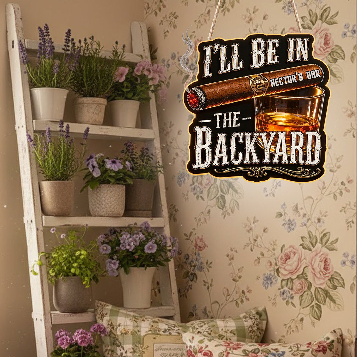 I'll Be In The Backyard - Personalized Whisky LED Light Acrylic Sign