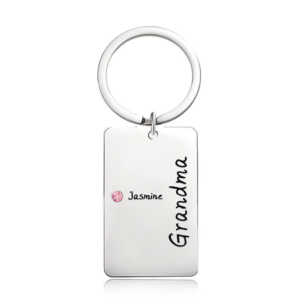 Custom Birthstone For Grandma, Mom - Gift for grandma, mom - Personalized Birthstone Keychain