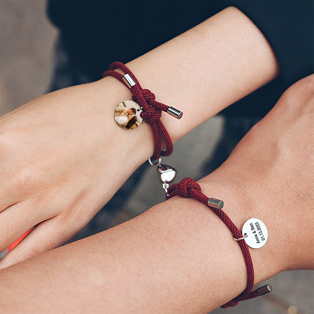Matching Magnetic Heart - Personalized Couple Bracelet