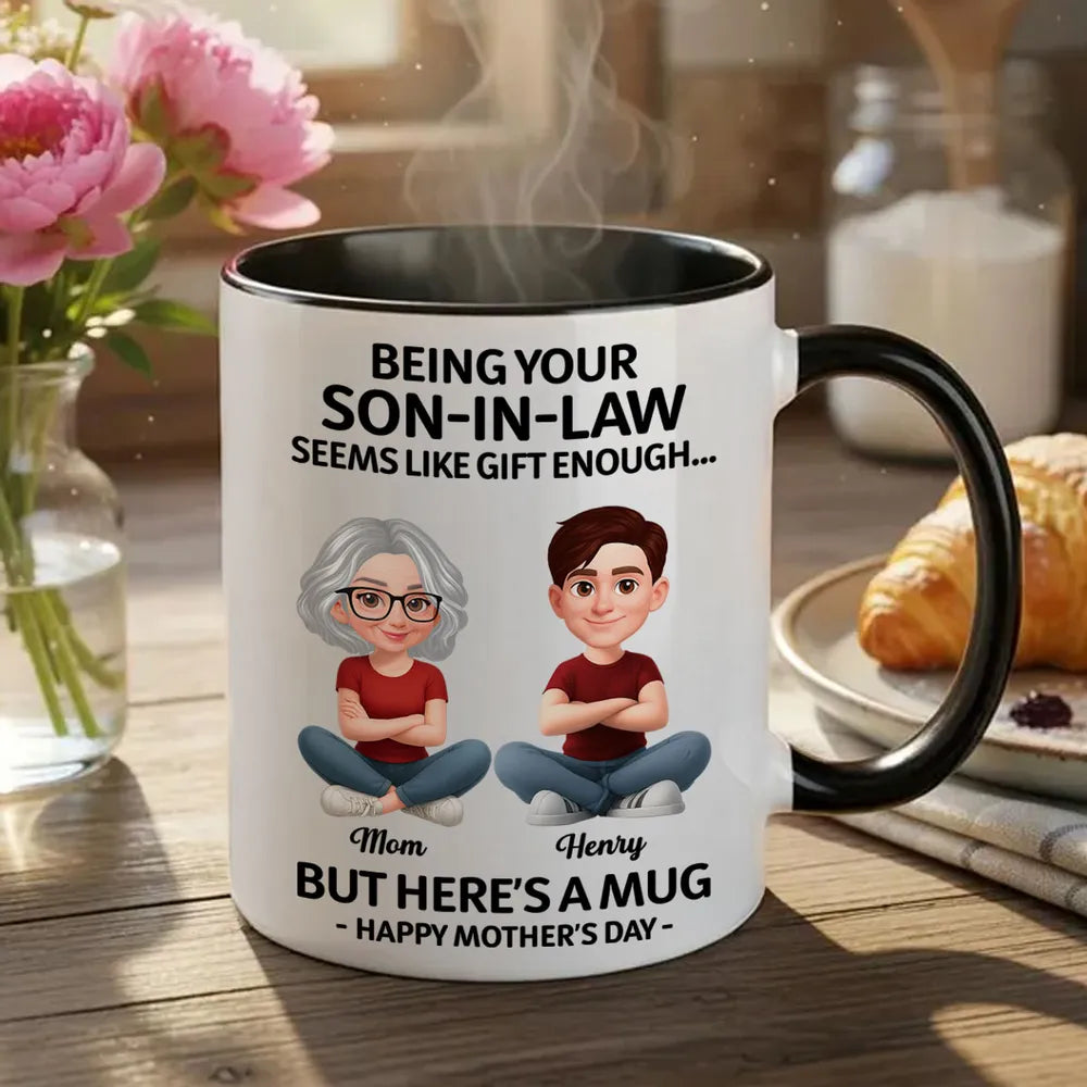 Personalized Two-Tone Mug Funny Son-In-Law Mother's Day Message Cute Cartoon Gift for Mother-In-Law