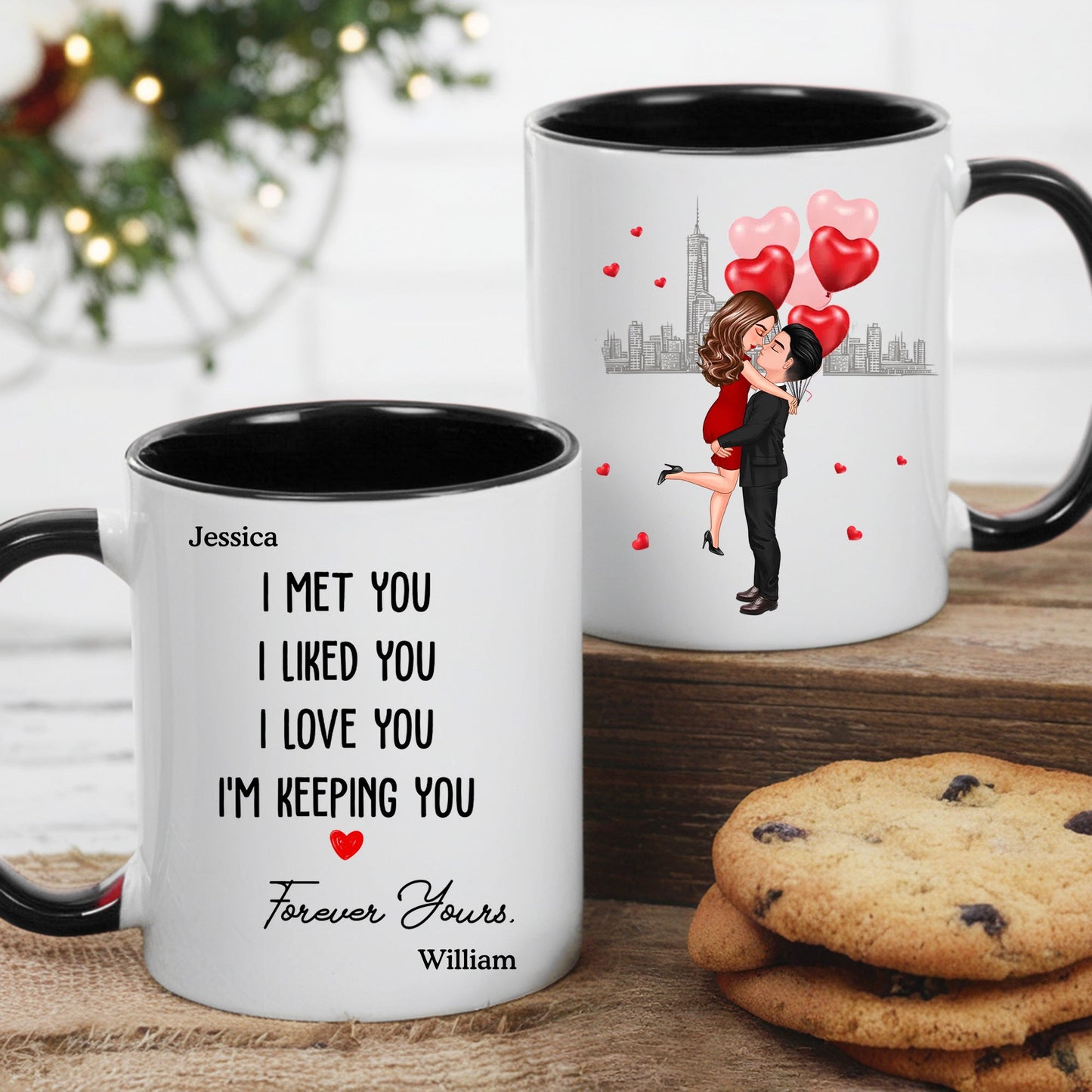 Forever Yours Couple Anniversary Gift Valentine's Day Personalized Mug- A Warm Expression of Deep Love with Temperature Symbolized Cups