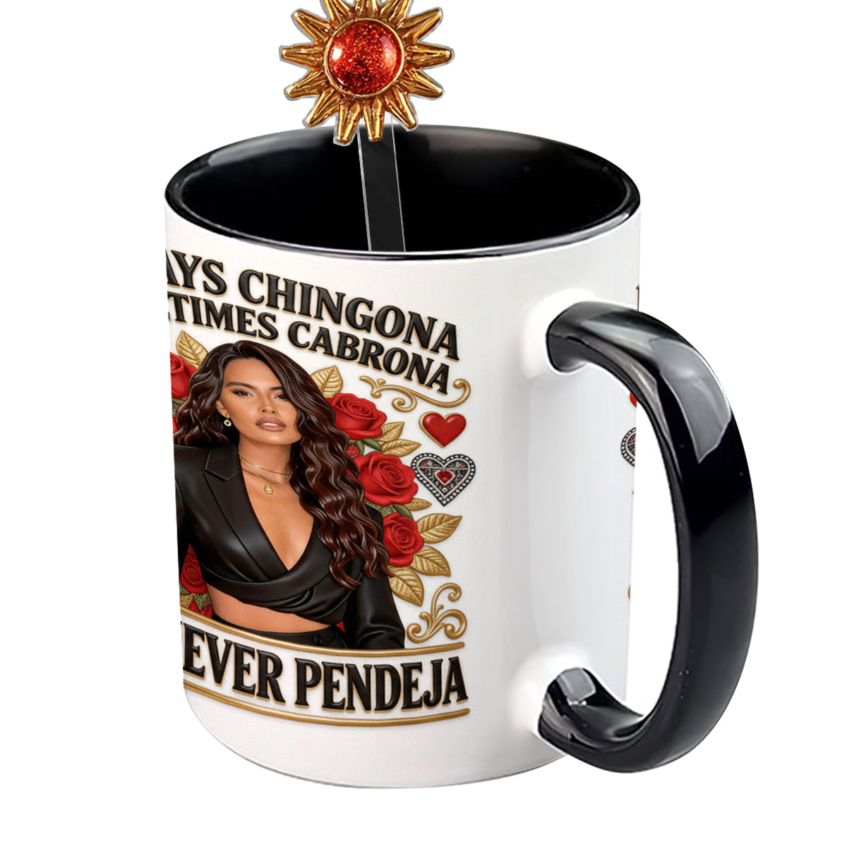 Latina Vibes, Always Chingona - Personalized Latina Women Set Accent Mug with Acrylic Stirrers