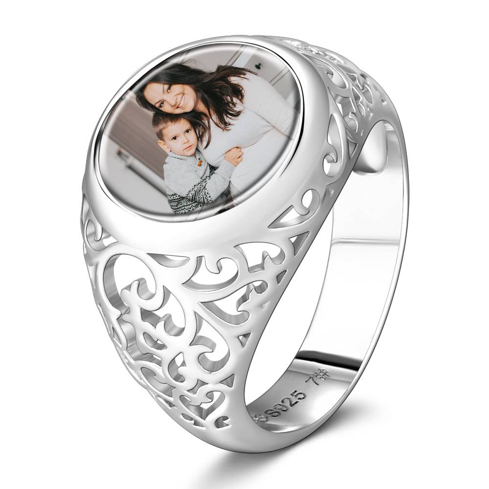 Any Photo - Personalized Round Woman Photo Ring
