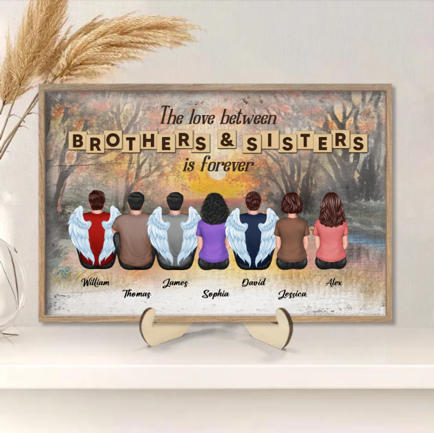Personalized Brothers & Sisters Forever Keychian, Ornament, Poster or Canvas, Plaque, Wallet Card - Perfect Gift for Siblings, Memorial Keepsake
