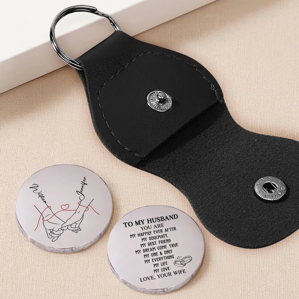 Personalized Pocket Hug Token For Husband, Holding Hands Line Art, A Unique Romantic Gift He Can Carry Daily