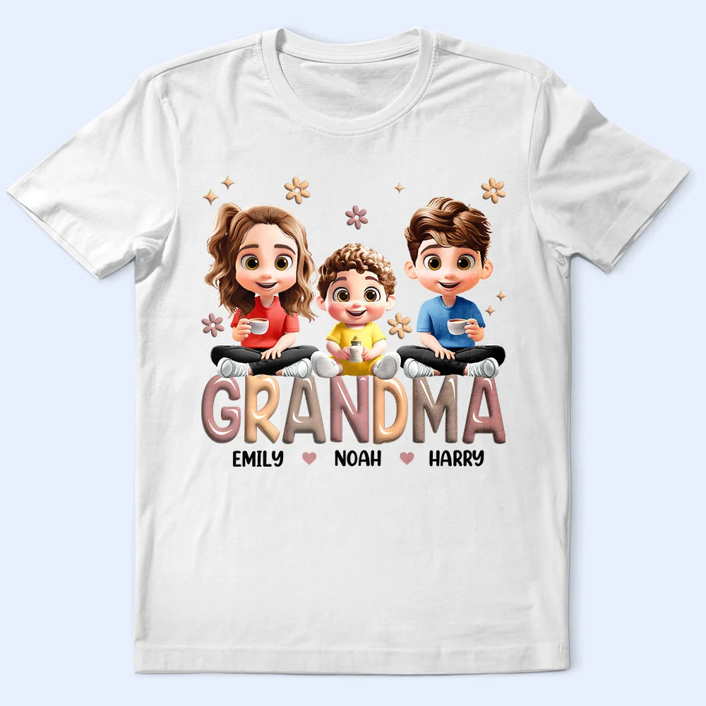 Personalized Family T-Shirt for Grandma with Children's Names