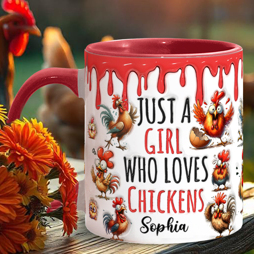 Just A Girl Who Loves Chickens - Personalized Chicken Accent Mug