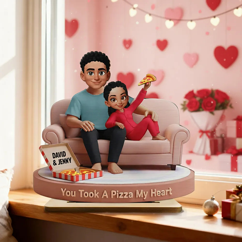 You Took A Pizza My Heart Wooden Plaque - Personalized Cute Couple Home Decor, Funny Romantic Gift