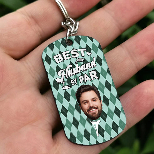 Best Dad By Par - Golf gift for dad, him, boyfriend, husband, grandpa - Personalized Stainless Steel Keychain