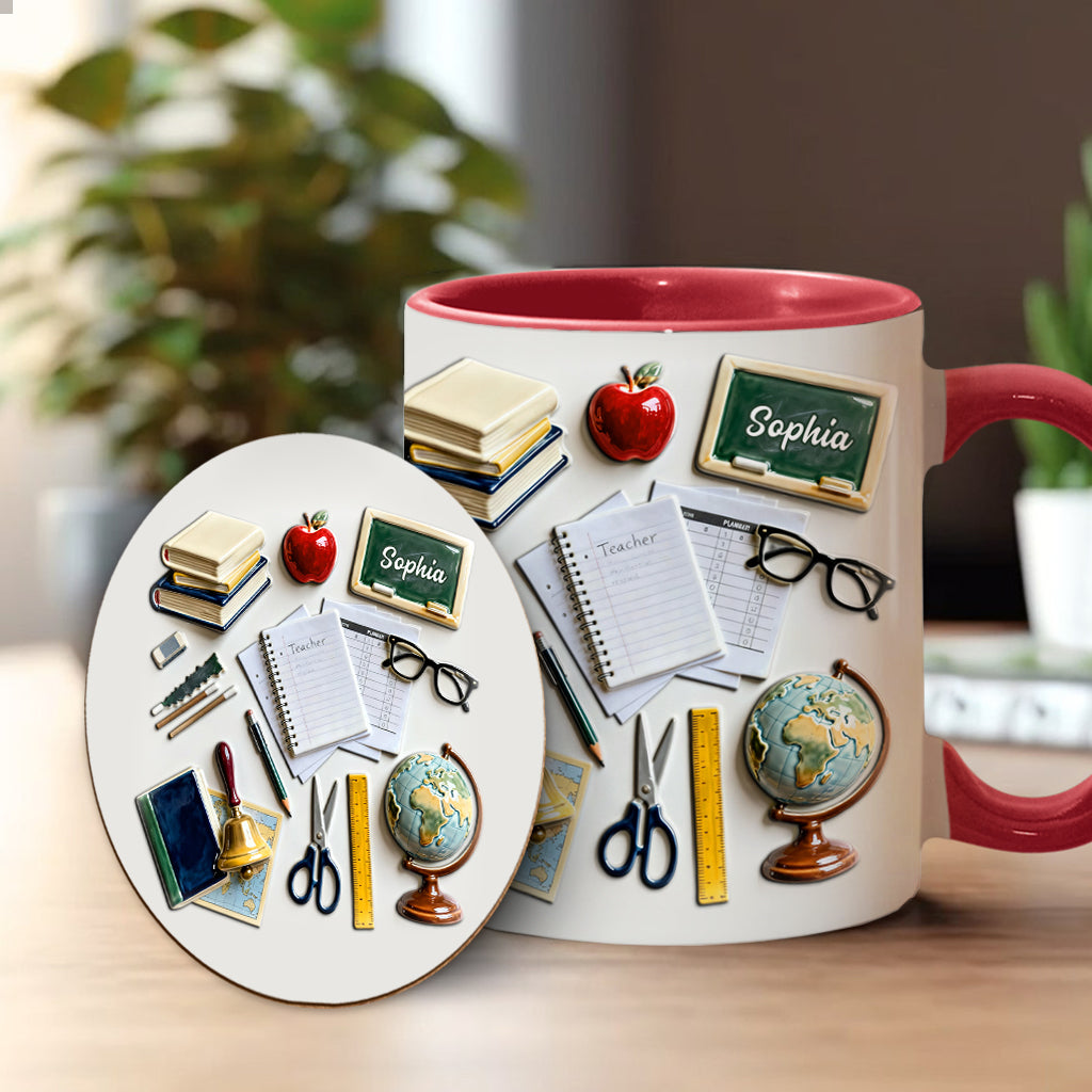 Live Love Teach - Personalized Teacher Accent Mug & Coaster