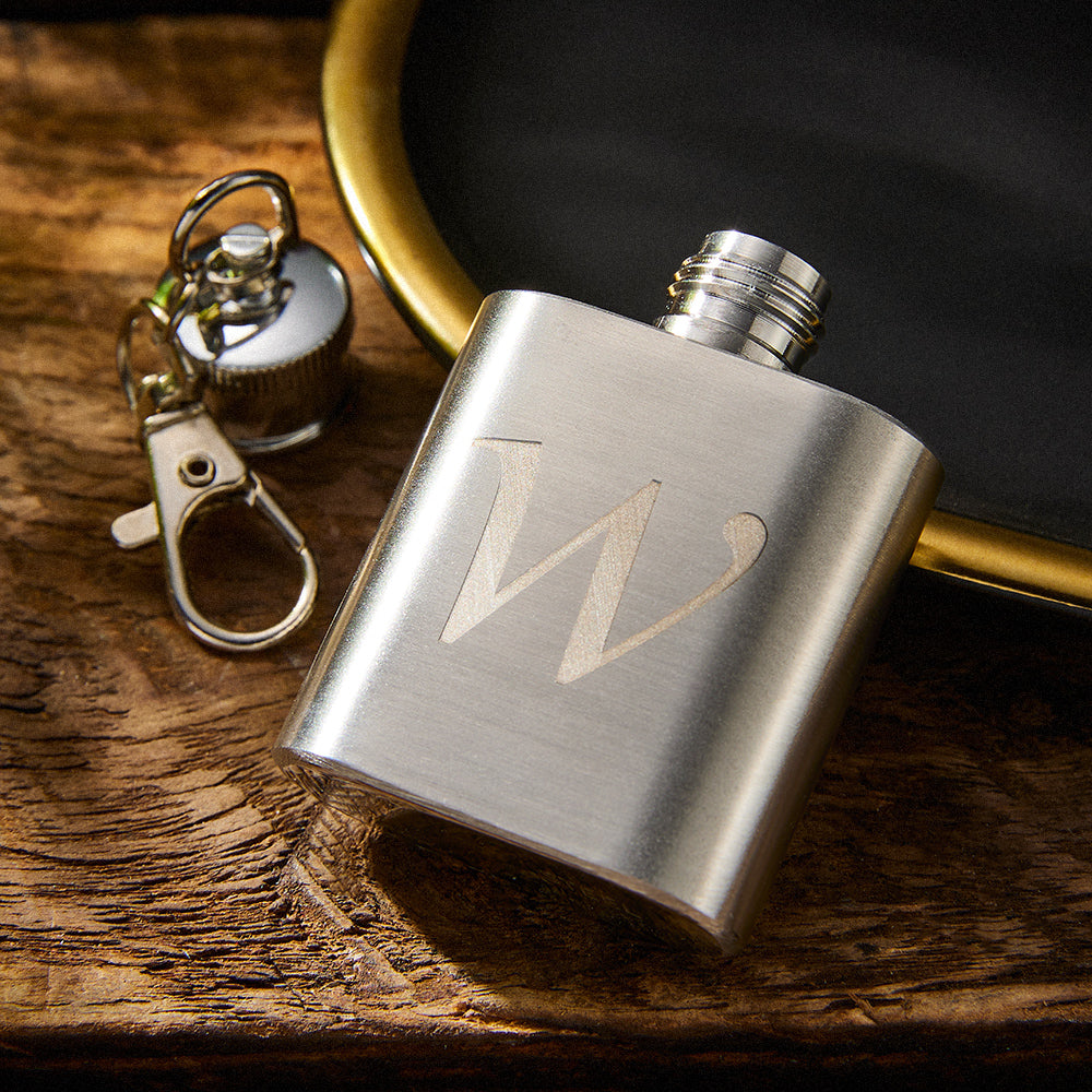 Custom Initial Mini Liquor Flask Mini Liquor Flask Keychain - gift for anyone - Personalized Keychain