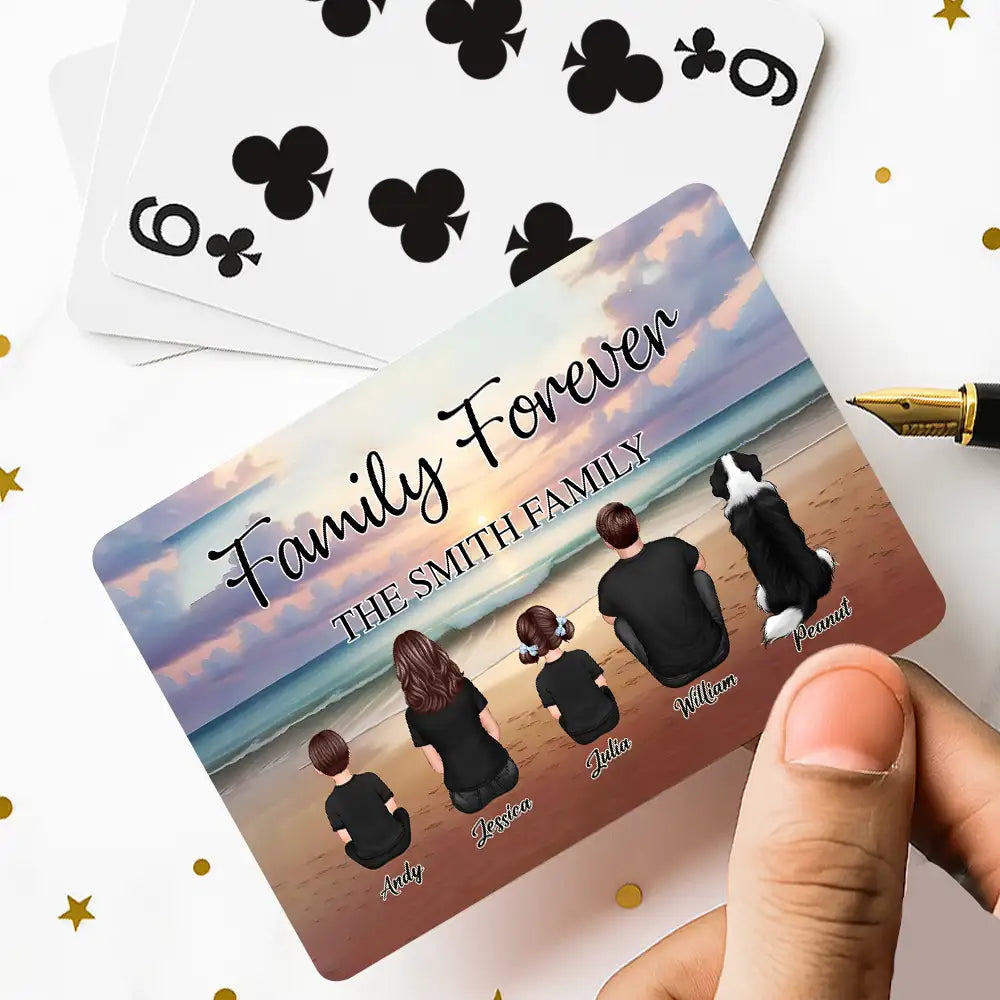 Family Forever Beach Back-View Personalized Playing Cards – Creative Gift for Siblings & Friends
