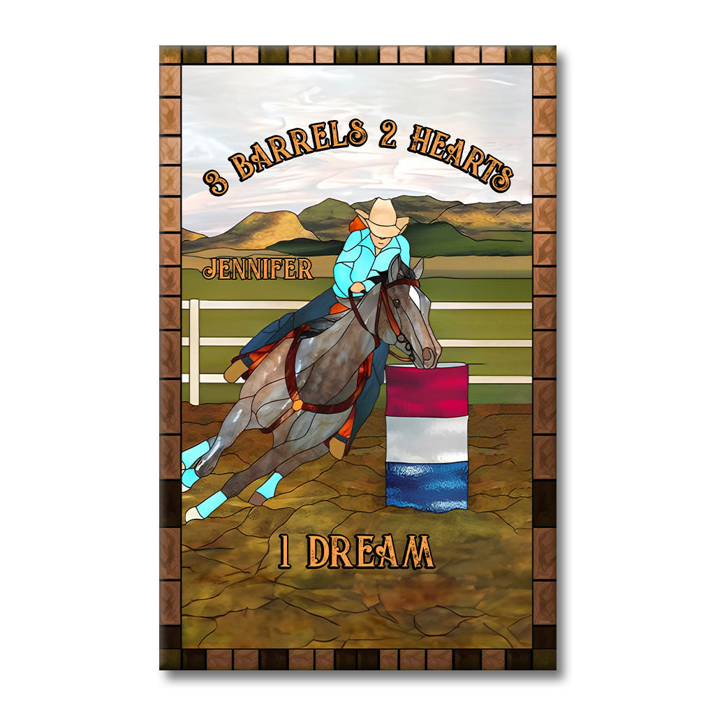 3 Barrels 2 Hearts 1 Dream - Personalized Horse Canvas And Poster