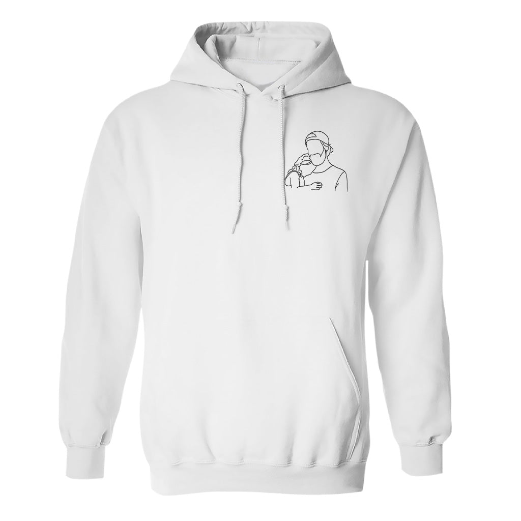 Custom Line Art - Personalized Father Embroidered Hoodie