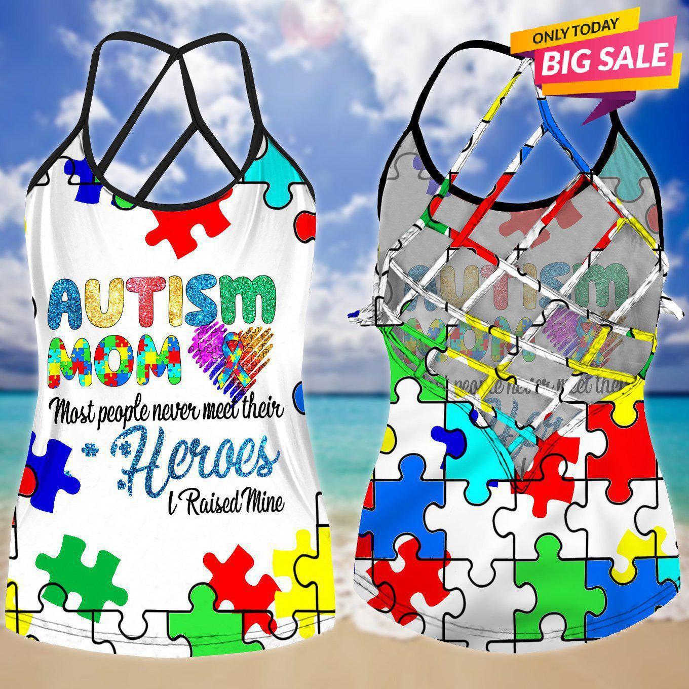 Autism Love - Autism Awareness Cross Tank Top 0921