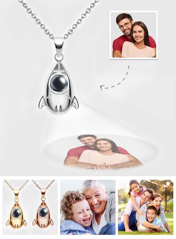 gift for anyone, who lost a loved one - Personalized Creative Rocket Projection Photo Charm