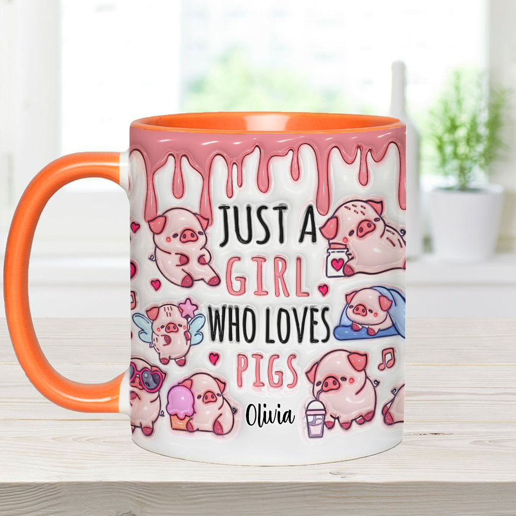 Just A Girl Who Loves Pigs - Personalized Pig Lover Accent Mug
