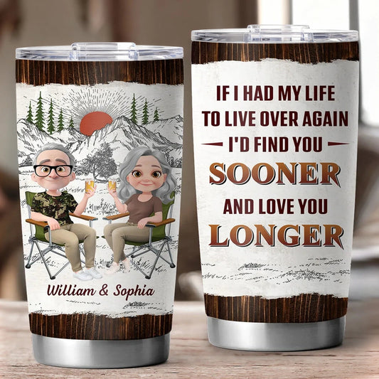 Insulated Travel Tumbler with Love Quote and Mountain Sunset Scene, Personalized Unique Gift for Couple