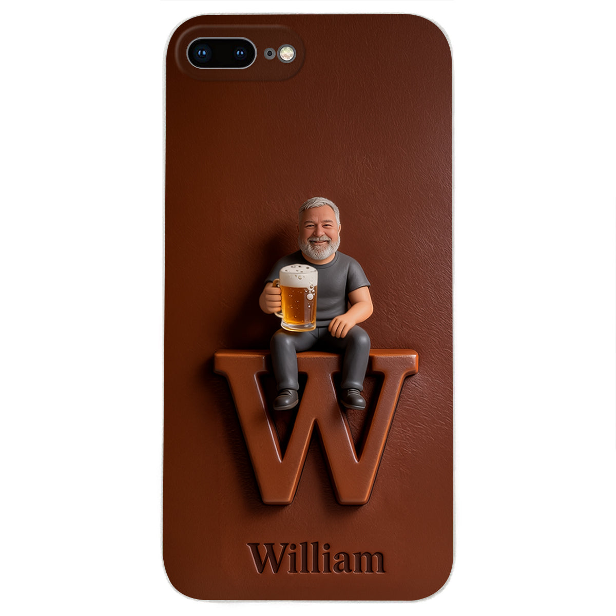 Custom Any Photo - Personalized Beer 3D Embossed Leather Phone Case