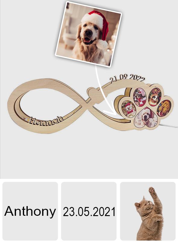 Custom Photo Paw Infinity Photo Paw Infinity Lamp - Gift for dog lovers, who lost cat - Personalized Lamp