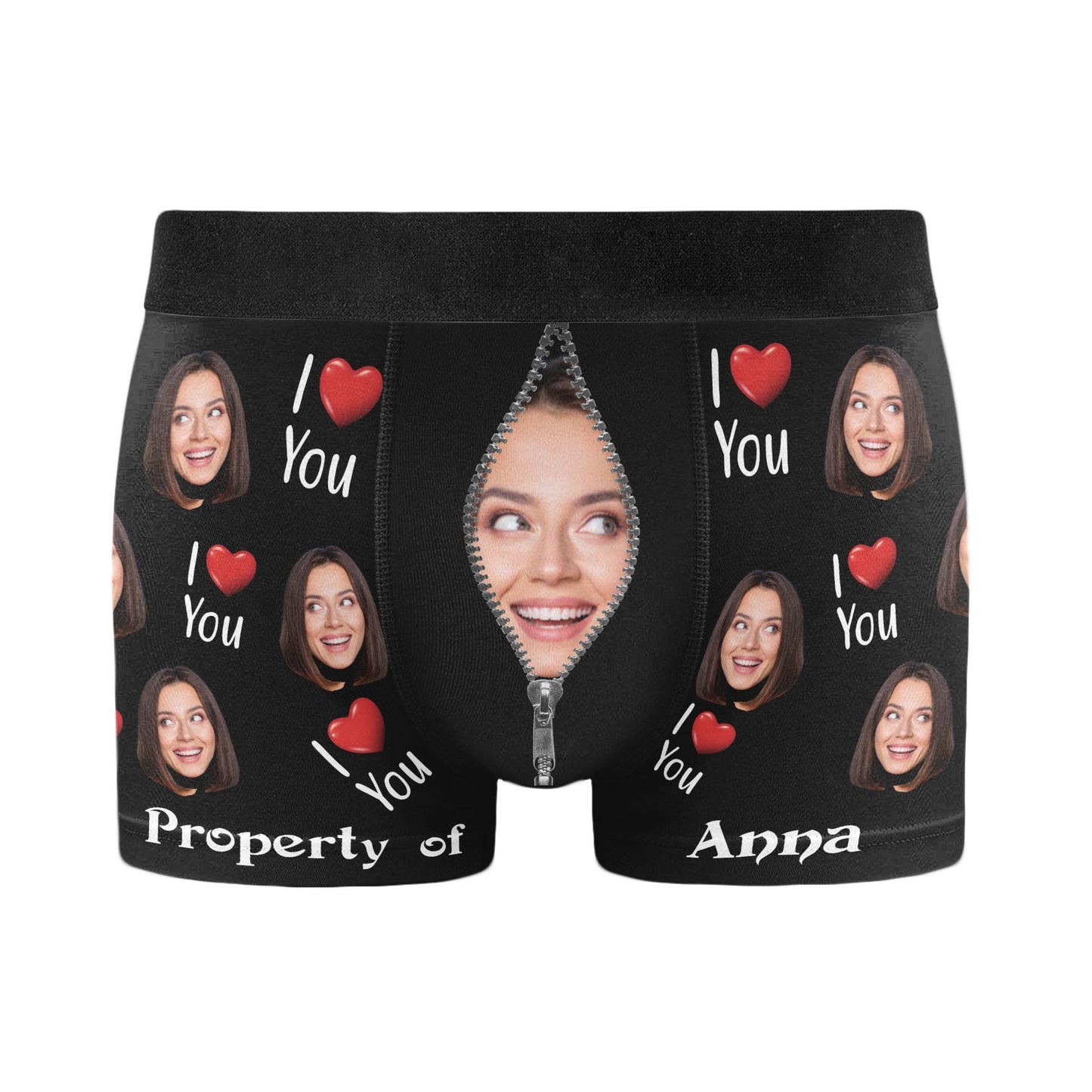 "Property of Girlfriend – Personalized Photo Boxer Briefs, Perfect Birthday Gift for Him or Boyfriend"