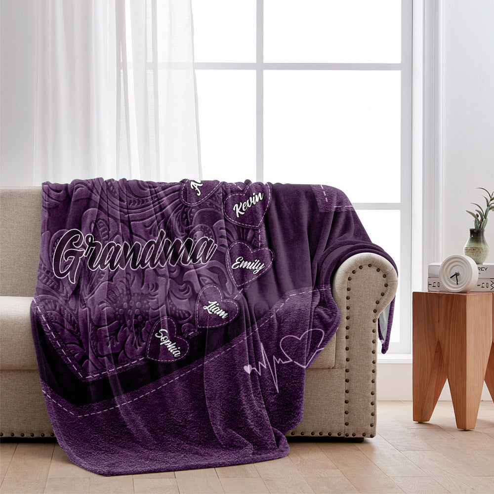 Grandma's Heart - Personalized Grandma Blanket