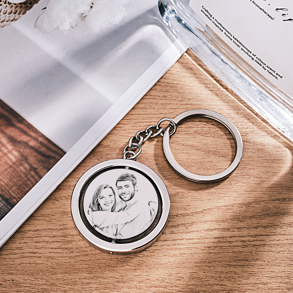 Custom Photo Calendar Swirl Round Swirl Calendar Keychain - gift for anyone, dog lover, cat lover, who lost a loved one - Personalized Keychain