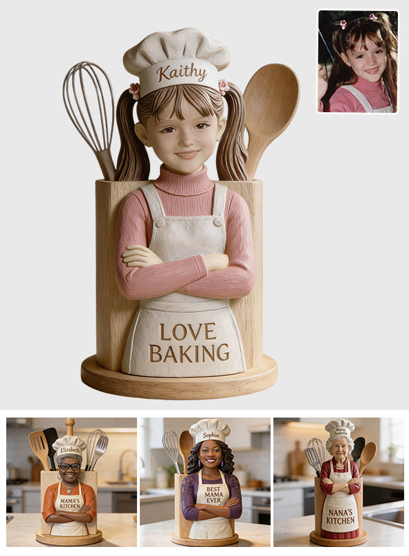 Love Baking - Personalized Wooden Baking Utensils Holder