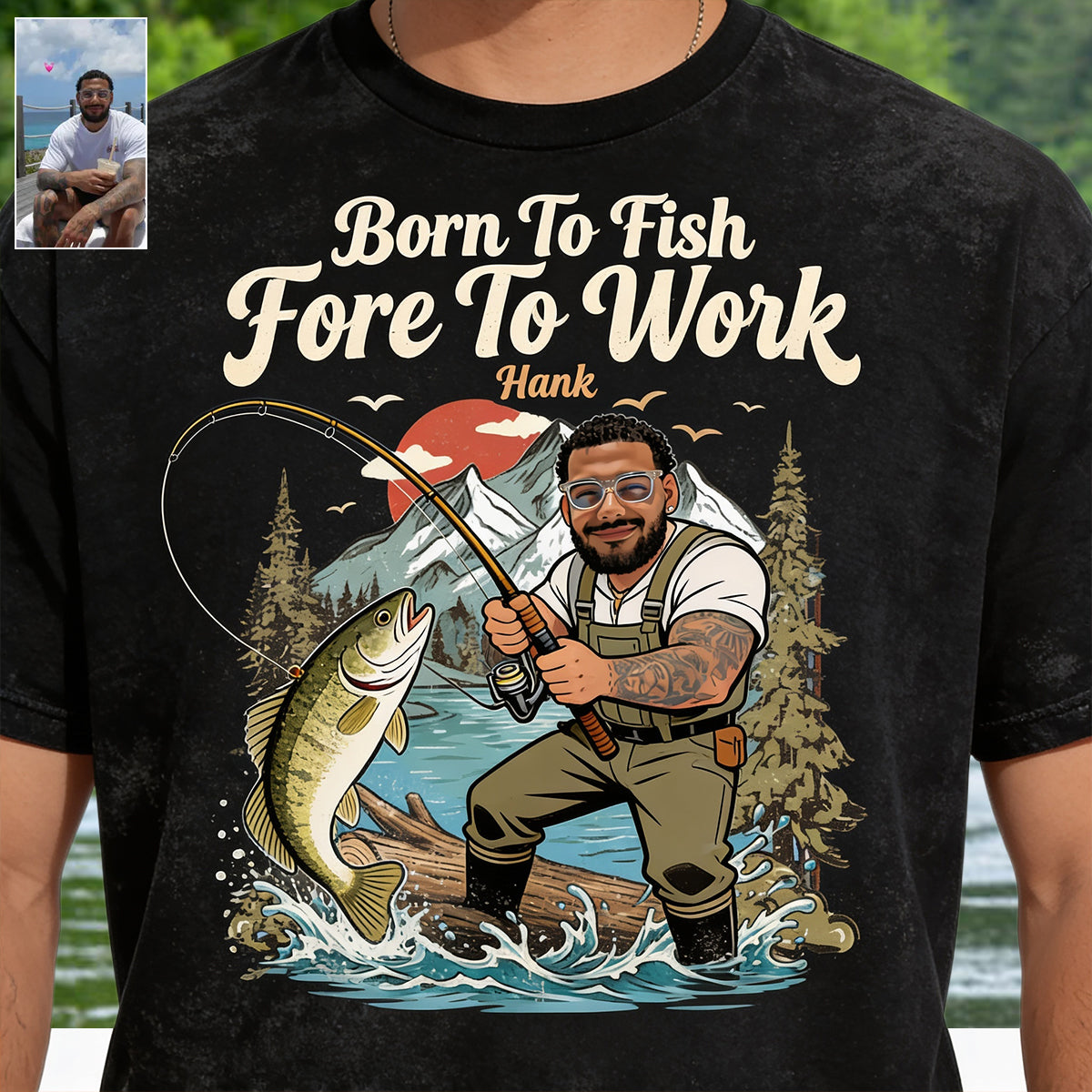 Custom Fishing Shirt For Dad/ Husband/ Son... - Personalized Fishing Washed T-Shirt