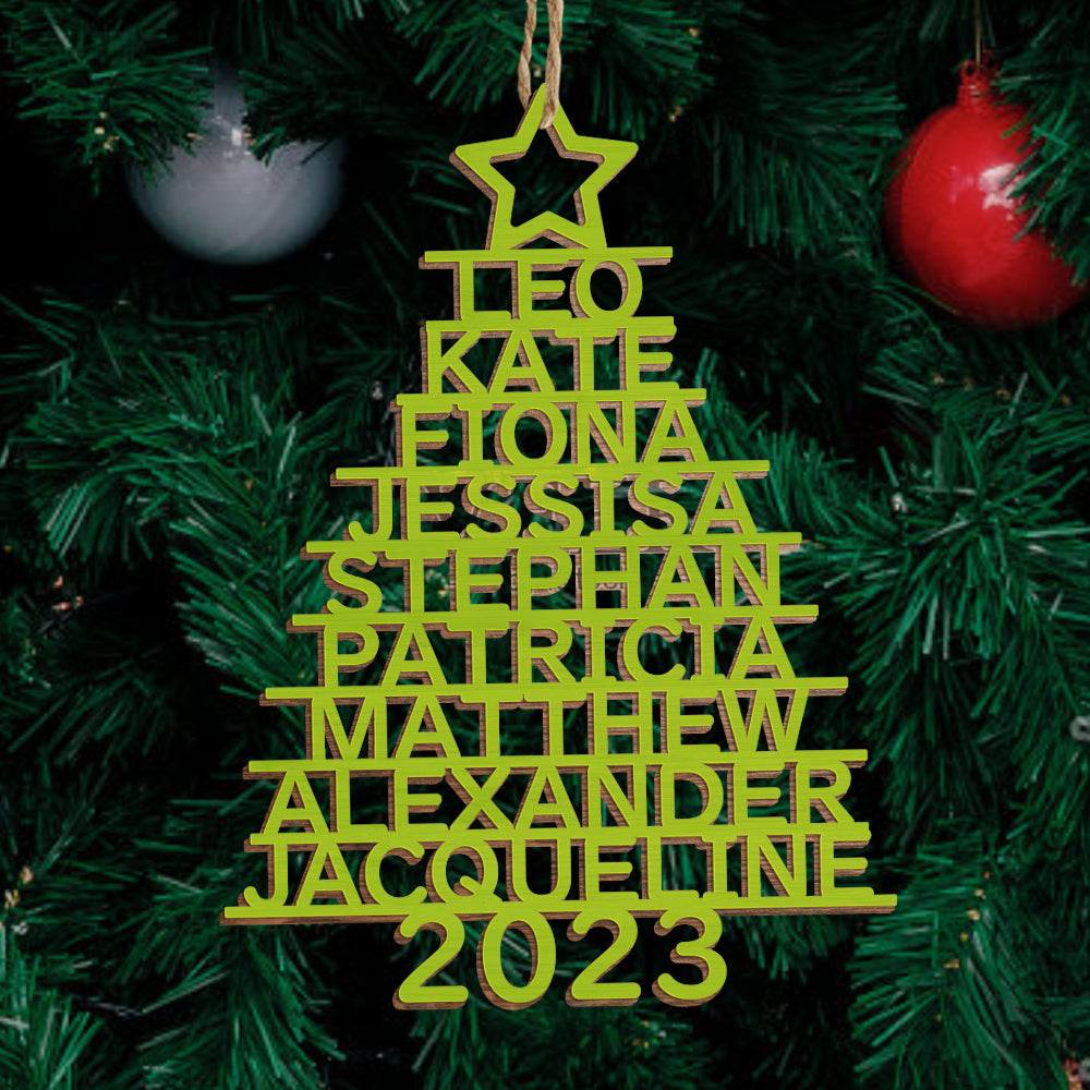 Any Name Christmas Tree - Personalized Family Any Name Christmas Tree Ornament