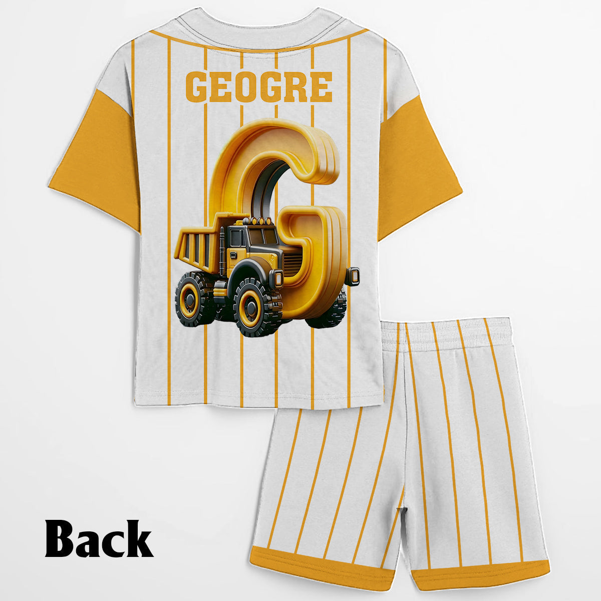 Cute Truck Alphabet Set For Kid - Personalized Kid Jersey Shirt & Shorts