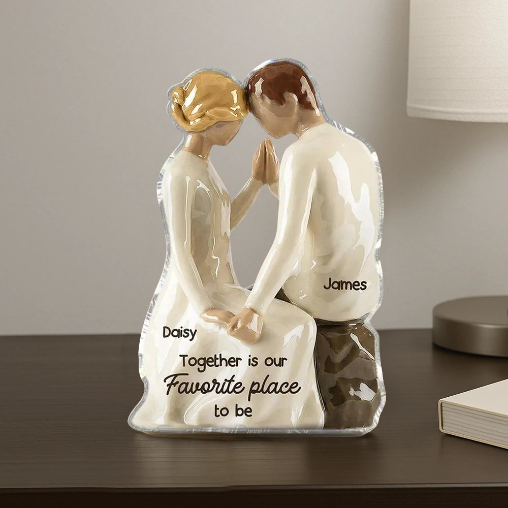 Shaped Acrylic Block Plaque Romantic Couple Keepsake Together is Our Favorite Place to Be Creative Gift for Couple Home Accent