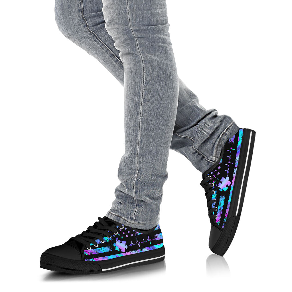 American Flag Autism Awareness Low Top Shoes 0622
