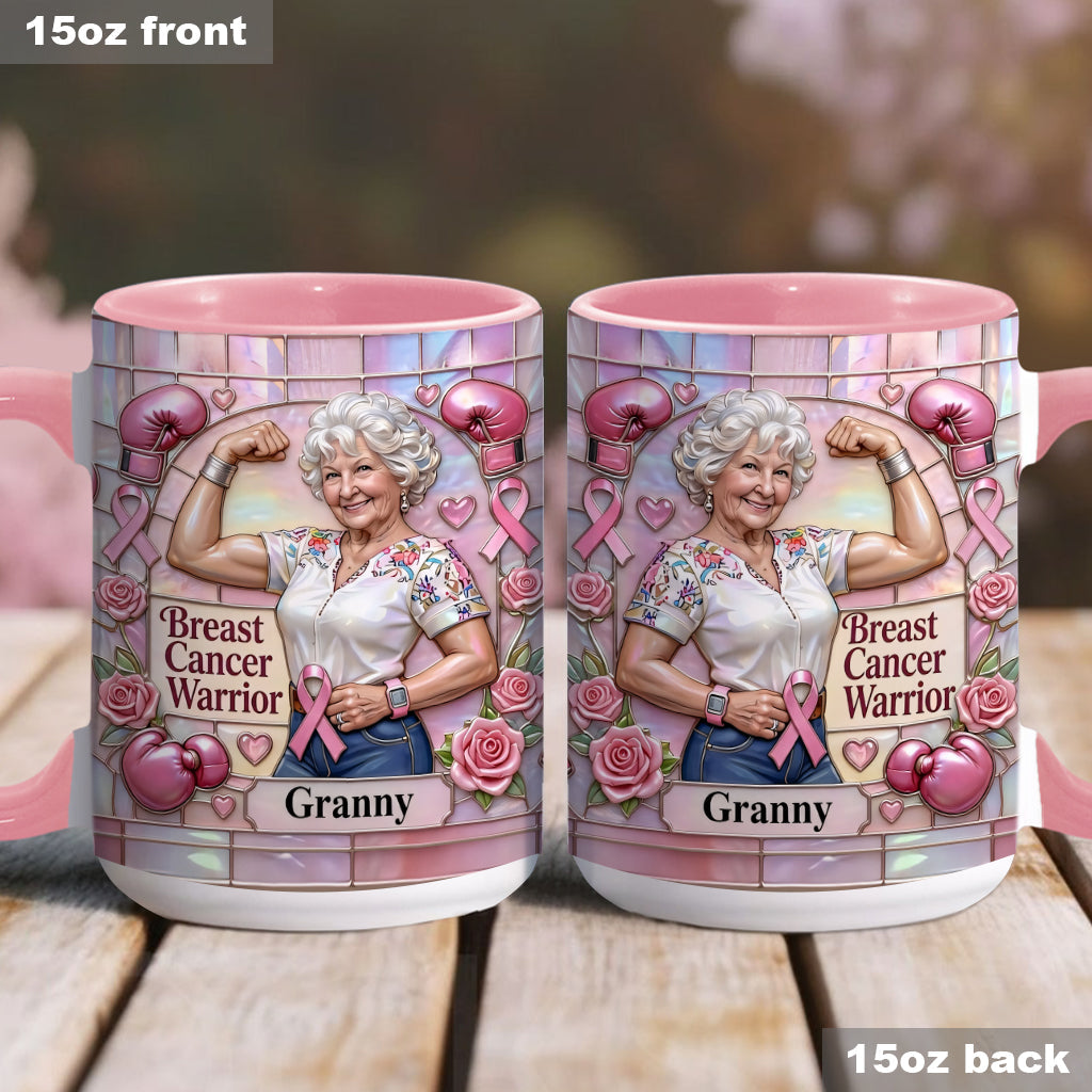 I'm A Warrior - Personalized Breast Cancer Awareness Accent Mug & Coaster