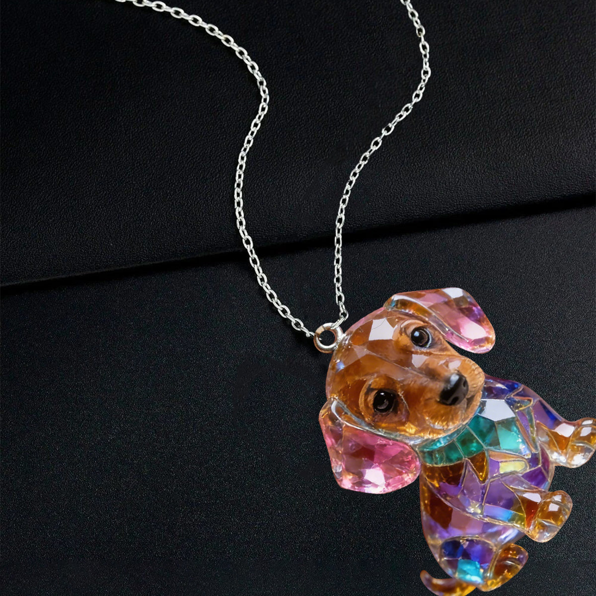 Custom Any Photo - Personalized Dog Shaped Acrylic Pendant Necklace