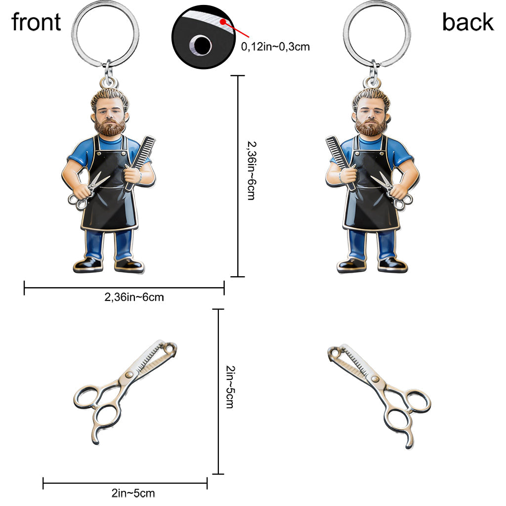 Hairdresser, Barber Custom Any Photo - Personalized Hairdresser Premium Keychain With Charms