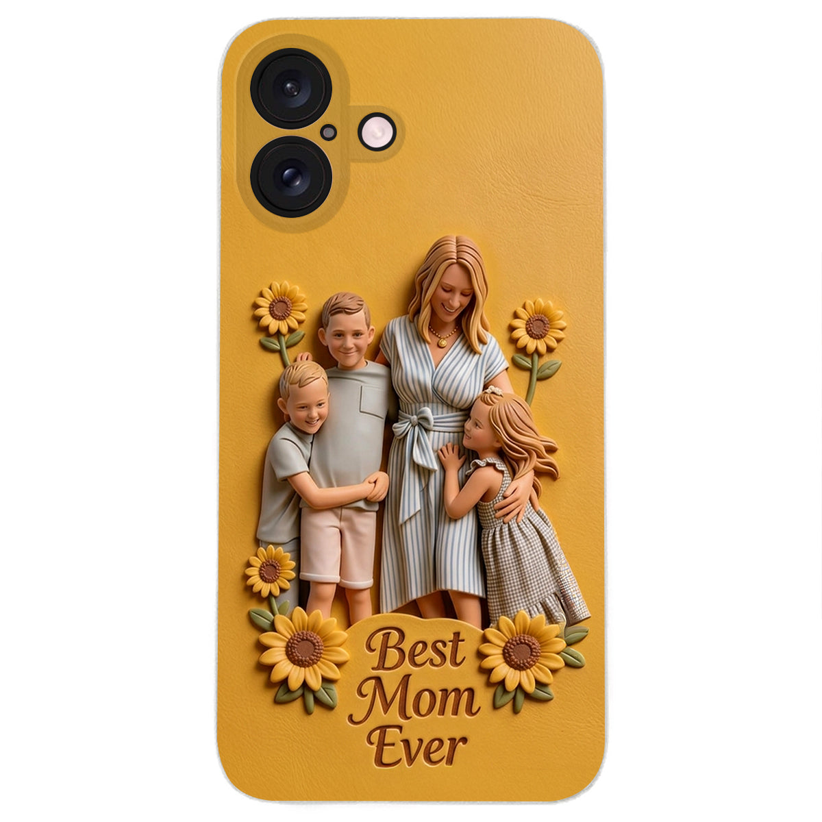 Best Mom Ever - Personalized Mother 3D Embossed Leather Phone Case
