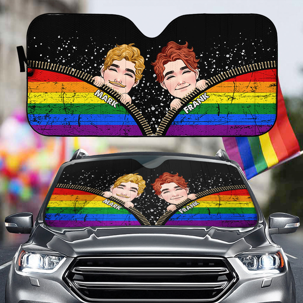 Funny Couple Pride - Personalized LGBT Support Car Sunshade