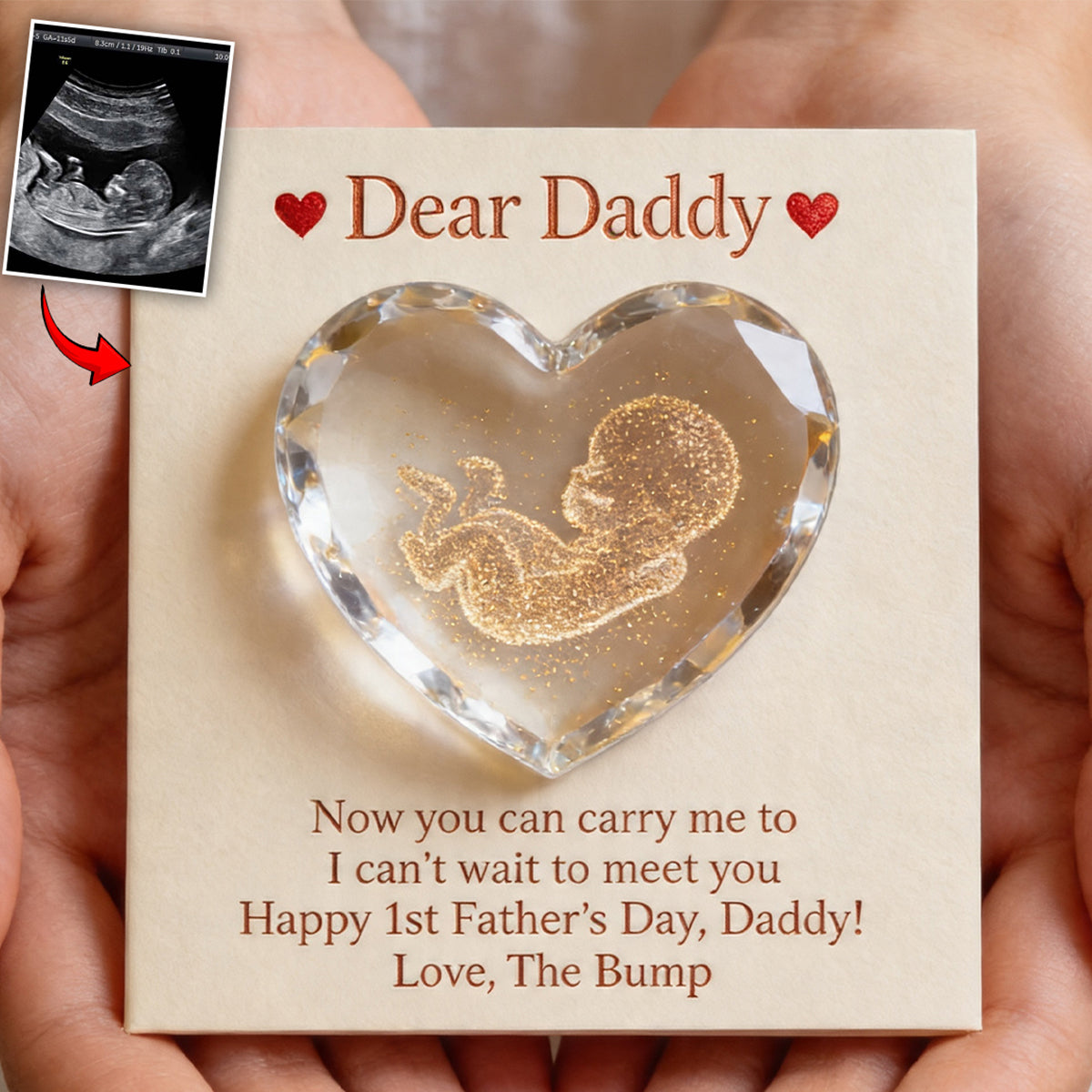 Happy 1st Father's Day - Personalized Pregnancy Pocket Hug Card