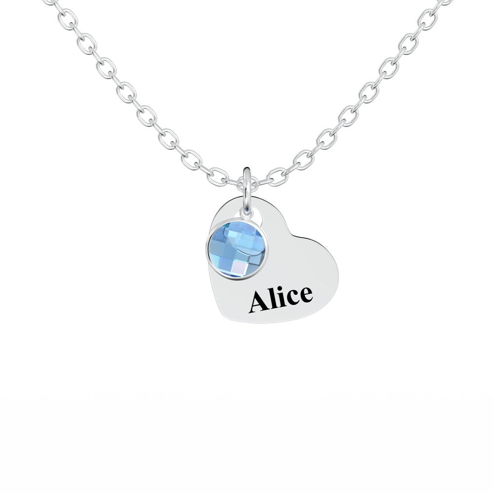 All Members - Personalized Family Heart Pendant Necklace with Birthstones