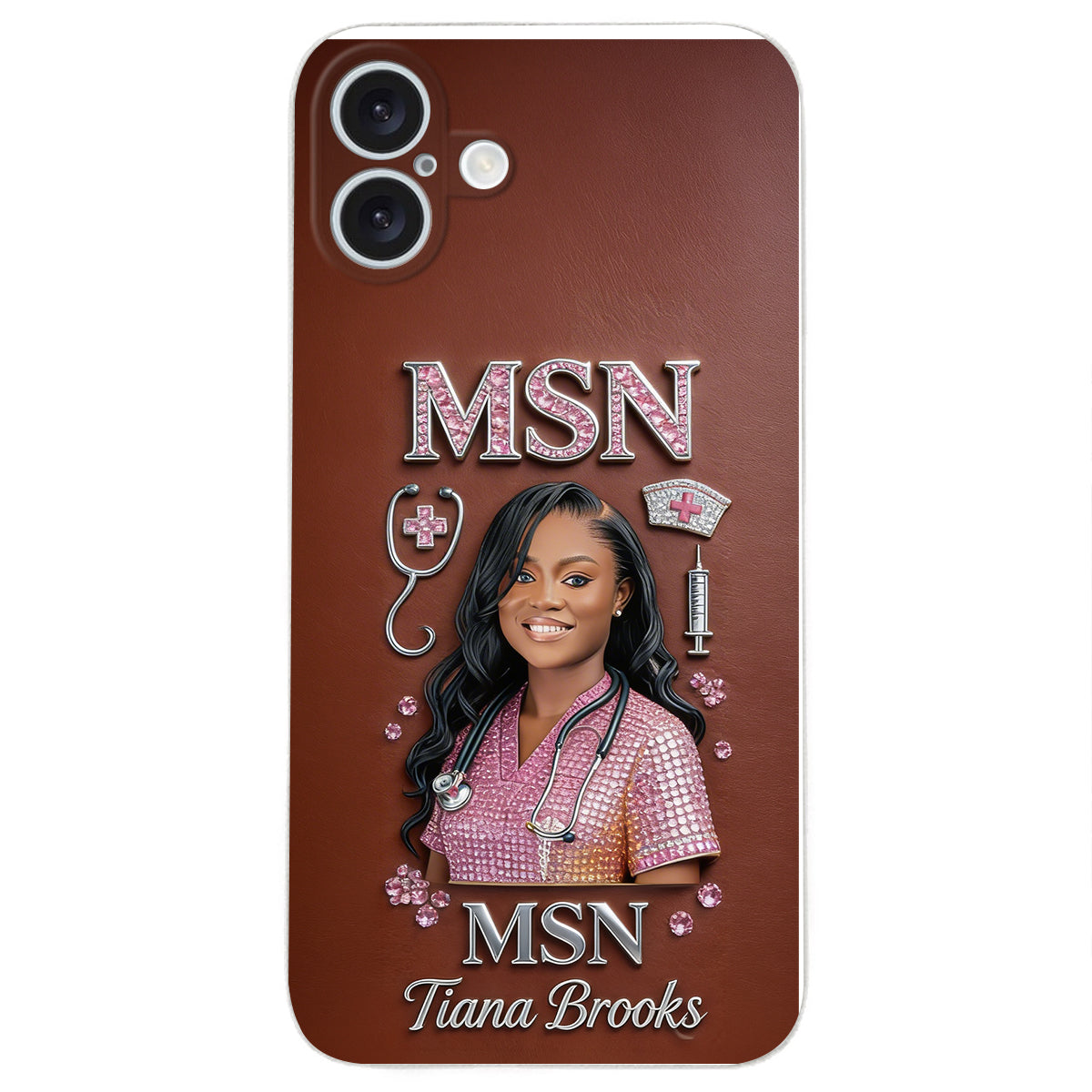 Any Title - Gifts For Nurse, Doctor - Personalized Nurse 3D Embossed Leather Phone Case