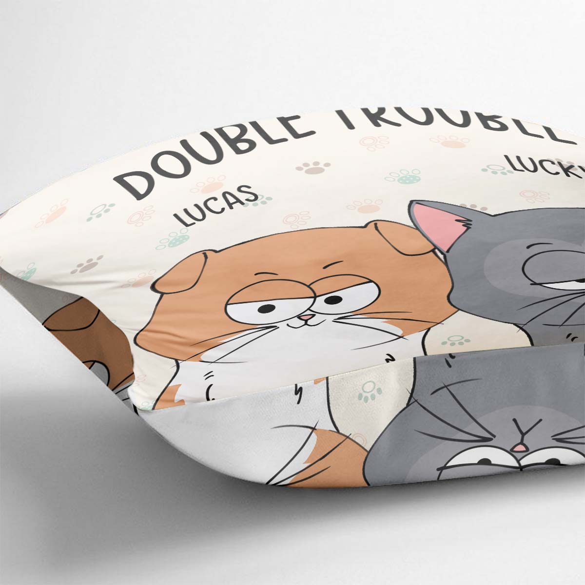 Double Trouble - Personalized Cat Throw Pillow