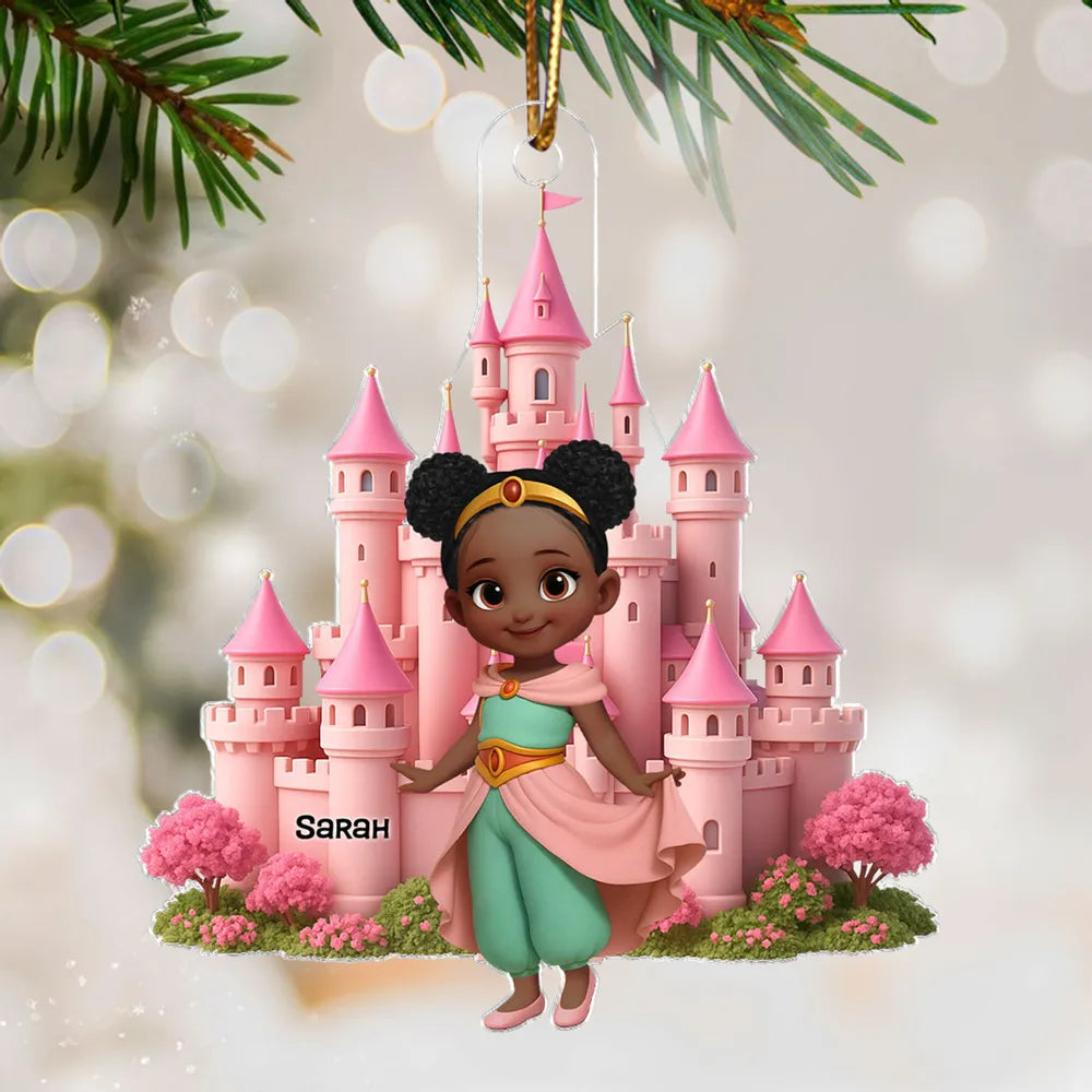 Princess Castle Acrylic Ornament – Personalized Christmas Gift for Little Girls