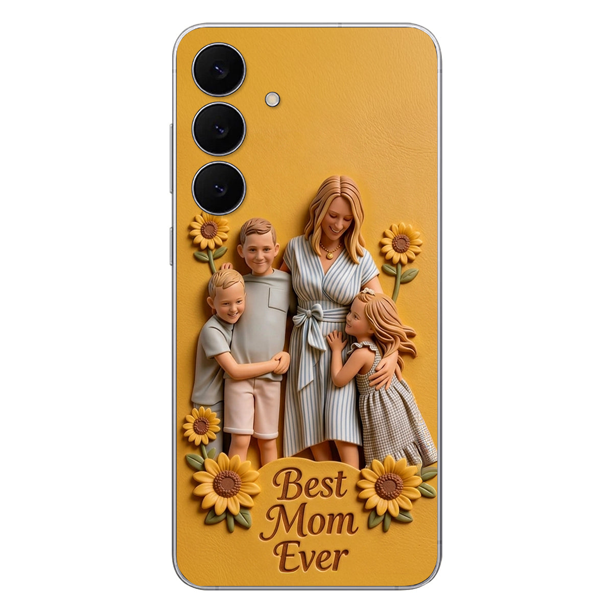 Best Mom Ever - Personalized Mother 3D Embossed Leather Phone Case