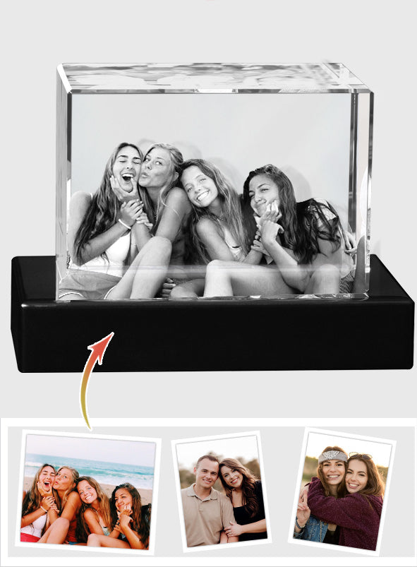 Custom Photo - Personalized Aunt Laser Engraving 3D Cuboid Shaped Crystal Lamp