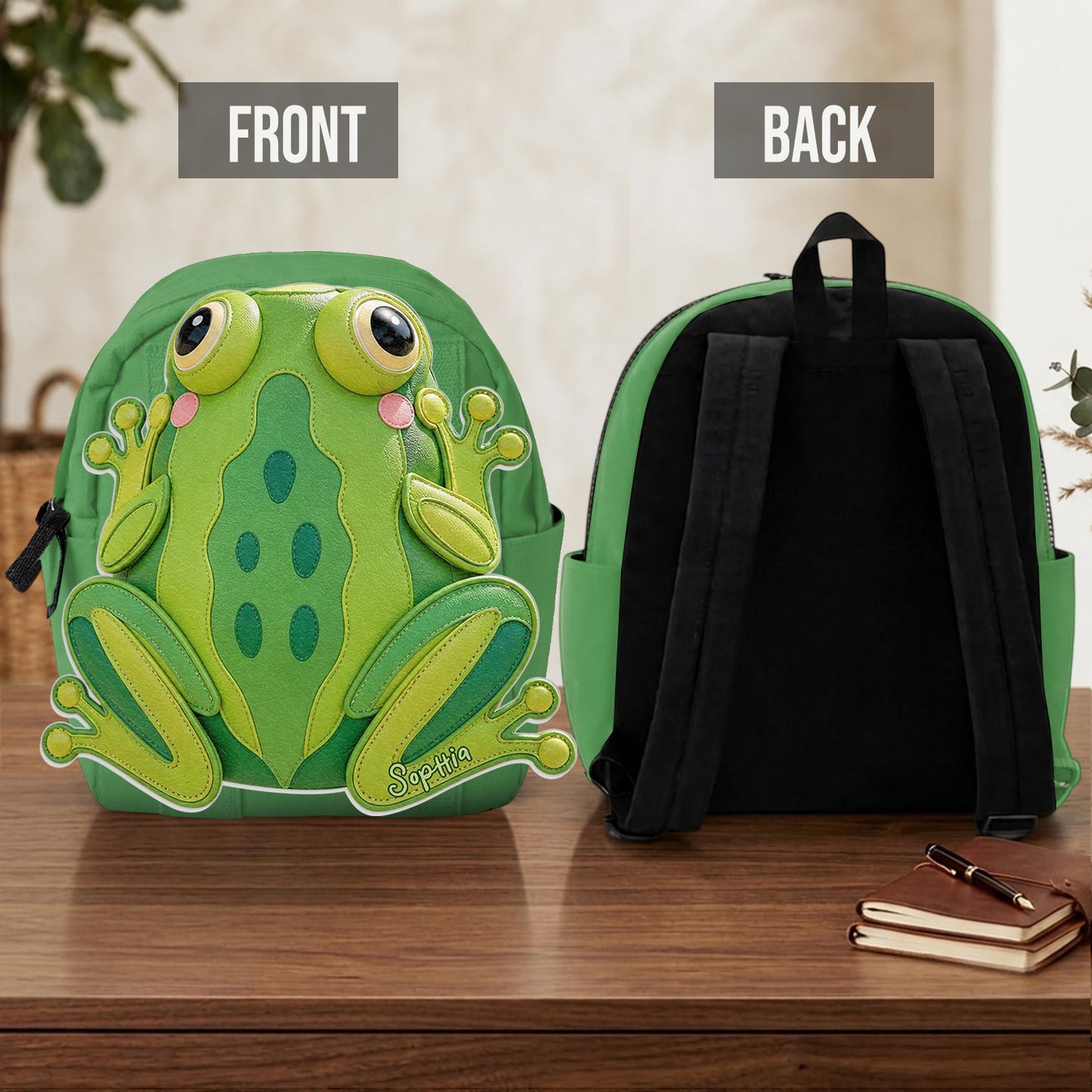 For Who Love Frogs - Personalized Frog Changeable Leather Patch Backpack