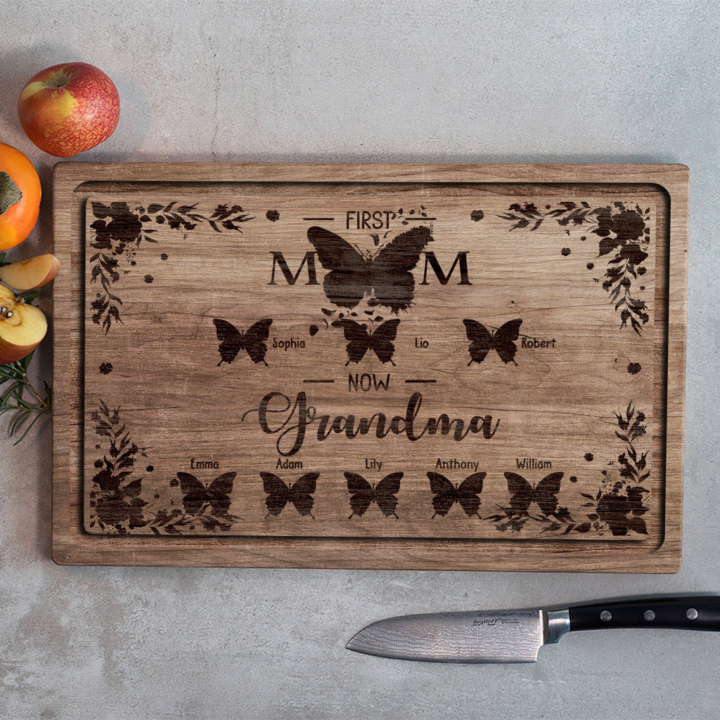 First Mom Now Grandma - Personalized Grandma Cutting Board